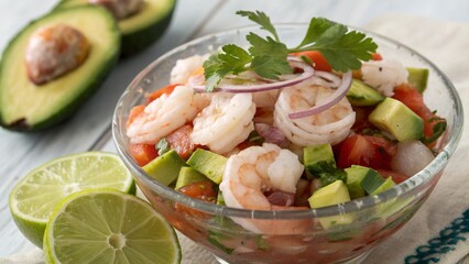 salad with shrimps and avocado