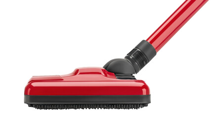 A red vacuum cleaner head with a black brush attachment and a red handle connector.