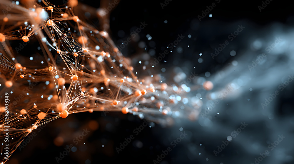 Poster abstract network nodes connected lines data visualization