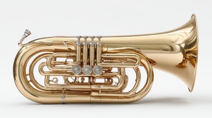 Naklejka premium Polished brass instrument, likely a tuba or euphonium