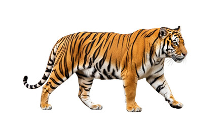 Fototapeta premium Tiger Isolated on Transparent Background – Majestic Big Cat PNG for Wildlife, Design, and Branding