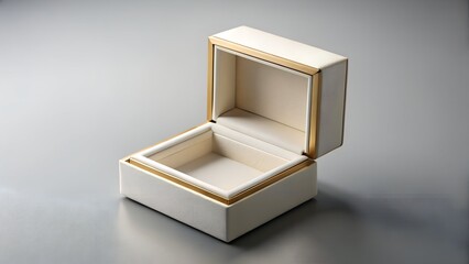 Elegant Open Jewelry Box with Gold Trim on a Gray Surface