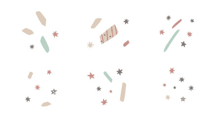 Playful Abstract Confetti Collection in Pastel Colors for Festive Celebrations and Creative Design Projects, Perfect for Party Invitations and Backgrounds