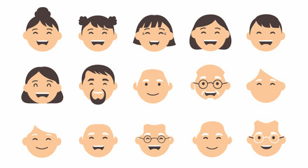 Diverse Collection of Smiling Faces Representing Various Ages and Ethnicities for Educational Materials and Social Media, Promoting Inclusivity and Positive Emotions
