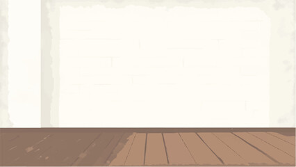White wall background with wooden floor. Vector illustration.