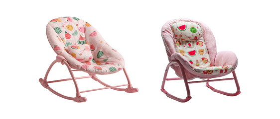 A Cute Pink Baby Rocker on Transparent Background