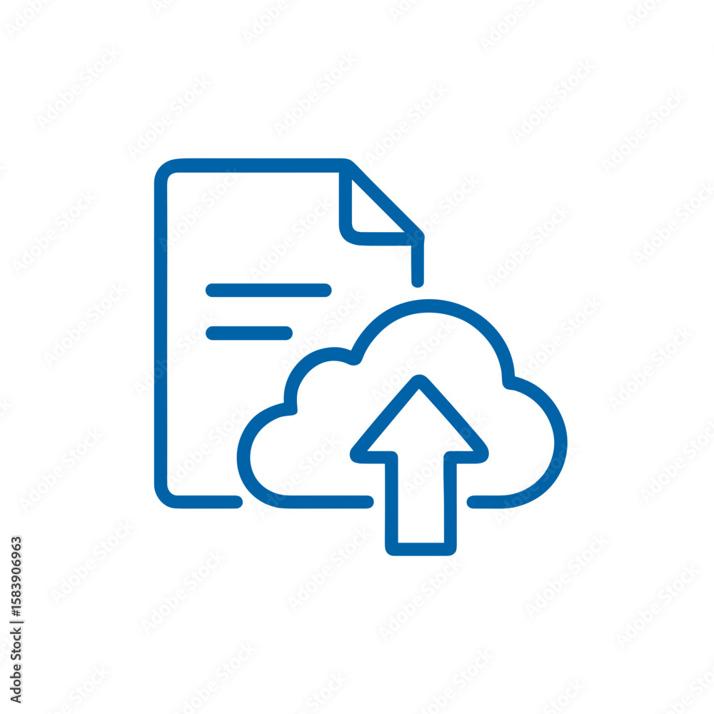 Poster data and documents icon with a cloud upload symbol