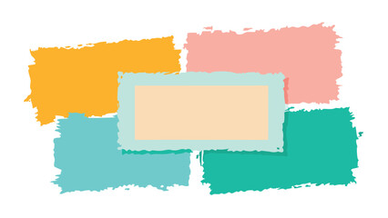 Wavy Crayon Textured Rectangles and Squares Vector Set Colorful Hand Drawn Shapes, Text Box