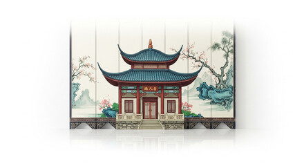 chinese pavilion in the garden
