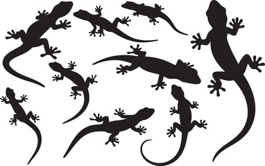 Gecko Silhouettes Vector Pack