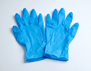 Pair of bright blue disposable gloves ready for protection and medical use