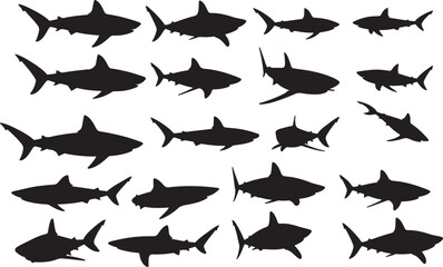 Mako Shark Silhouettes Vector Pack