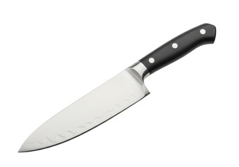 Isolated Chef's Knife Stainless Steel Black Handle Kitchen Tool