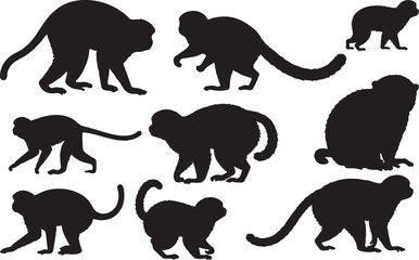 Night Monkey Silhouettes Vector Pack