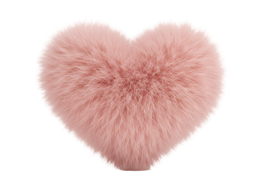 Isolated Fluffy Pink Heart with Soft Texture Romance