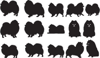 Fototapeta premium Pomeranian Silhouettes Vector Pack