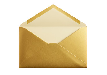 Isolated Elegant Gold Envelope with Cream Lining