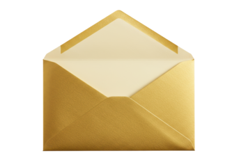 Isolated Elegant Gold Envelope with Cream Lining