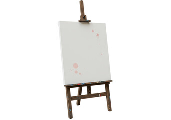 Isolated Empty Canvas on Wooden Easel