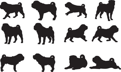 Shar-Pei Silhouettes Vector Pack