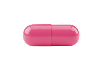 Isolated Pink Capsule Pill Medication for Healthcare Treatment