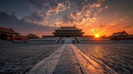 Sunset Over The Forbidden City: A Glimpse of Ancient Chinese Heritage in Beijing's Majestic Sky