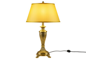 Isolated Elegant Golden Table Lamp with Conical Shade