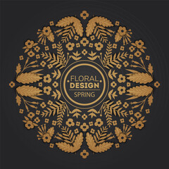 Vintage abstract backgrounds, save the date floral invitations, Wildflowers frames. Flower gold greeting card with paper cut blooming flowers design templates for wedding products. Use for package