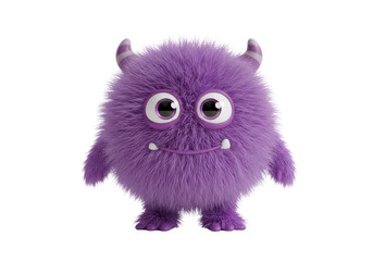 Isolated Purple Fluffy Monster with Smile and Horns © Sophie