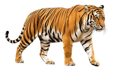 Fototapeta premium Tiger Isolated on Transparent Background – Majestic Big Cat PNG for Wildlife, Design, and Branding