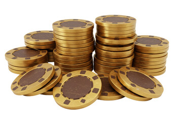 Isolated Stack of Golden Casino Chips