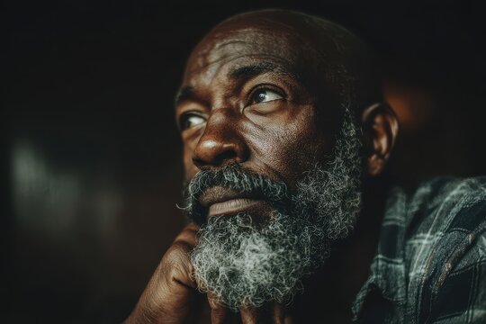 Pensive Elderly Man with Beard Reflecting on Life in Stylish Attire