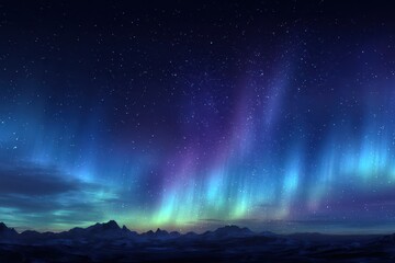 Stunning Aurora Borealis Illuminating a Starry Polar Sky: A Nighttime Nature Illustration