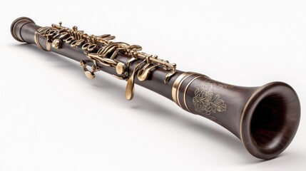 3D render of a clarinet.  Detailed musical instrument