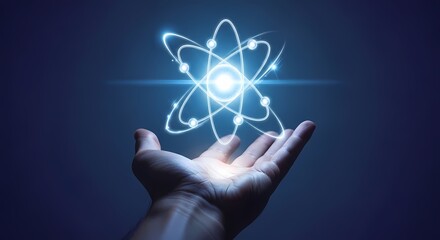 Atom in Hand Science Technology Concept