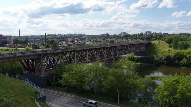 Refurbished Railway Bridge Over River in Jonava, Lithuania