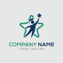 People star logo. Business team group reaching goal together logo vector design. Academic Success Logo Design for Learning Centers.	