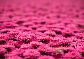 Fototapeta premium Close-up of Vibrant Pink Chrysanthemum Flowers Floral Field, Blossom, Petals, Bloom, Nature's Beauty, Botanical Garden.
