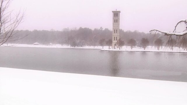 Furman University Clock Tower in winter 