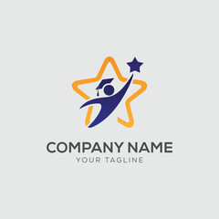 Business team group reaching goal together logo vector design. People star logo.	