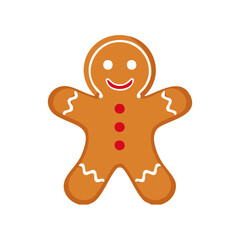 Obraz premium A charming gingerbread man with a cheerful expression, perfect for holiday-themed designs. It features a classic design with icing details and a smiling face.