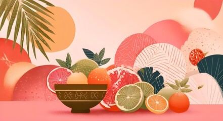 still life with fruits and vegetables