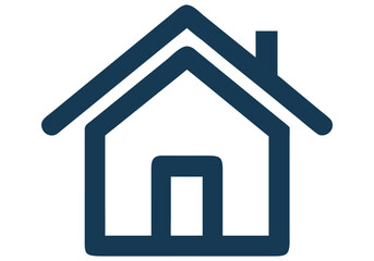 Vector art of a simple dark blue outline of a house with a roof