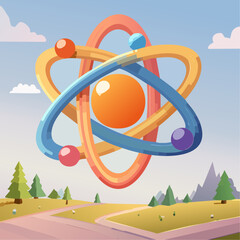 Illustration of an atom in nature