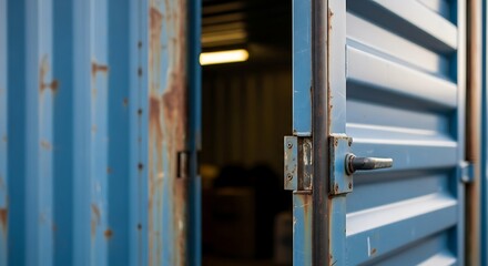 Open Blue Cargo Container Industrial Backdrop Texture Image