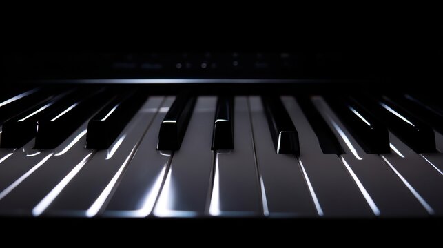 The Elegant Piano Keys Illuminated in Soft Light and Shadow