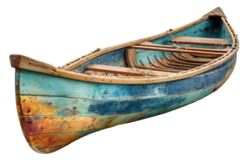 Canoe boat front view isolate cutout on white background