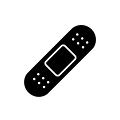 Bandage Icon: A minimalist band-aid silhouette in monochrome, an illustration of protection, symbolizing healing.