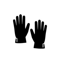 Protective Gloves Icon: Simple black icon of safety gloves on a clean backdrop.