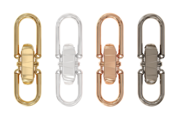 Carabiner style keychain clips, isolated on transparent background. PNG